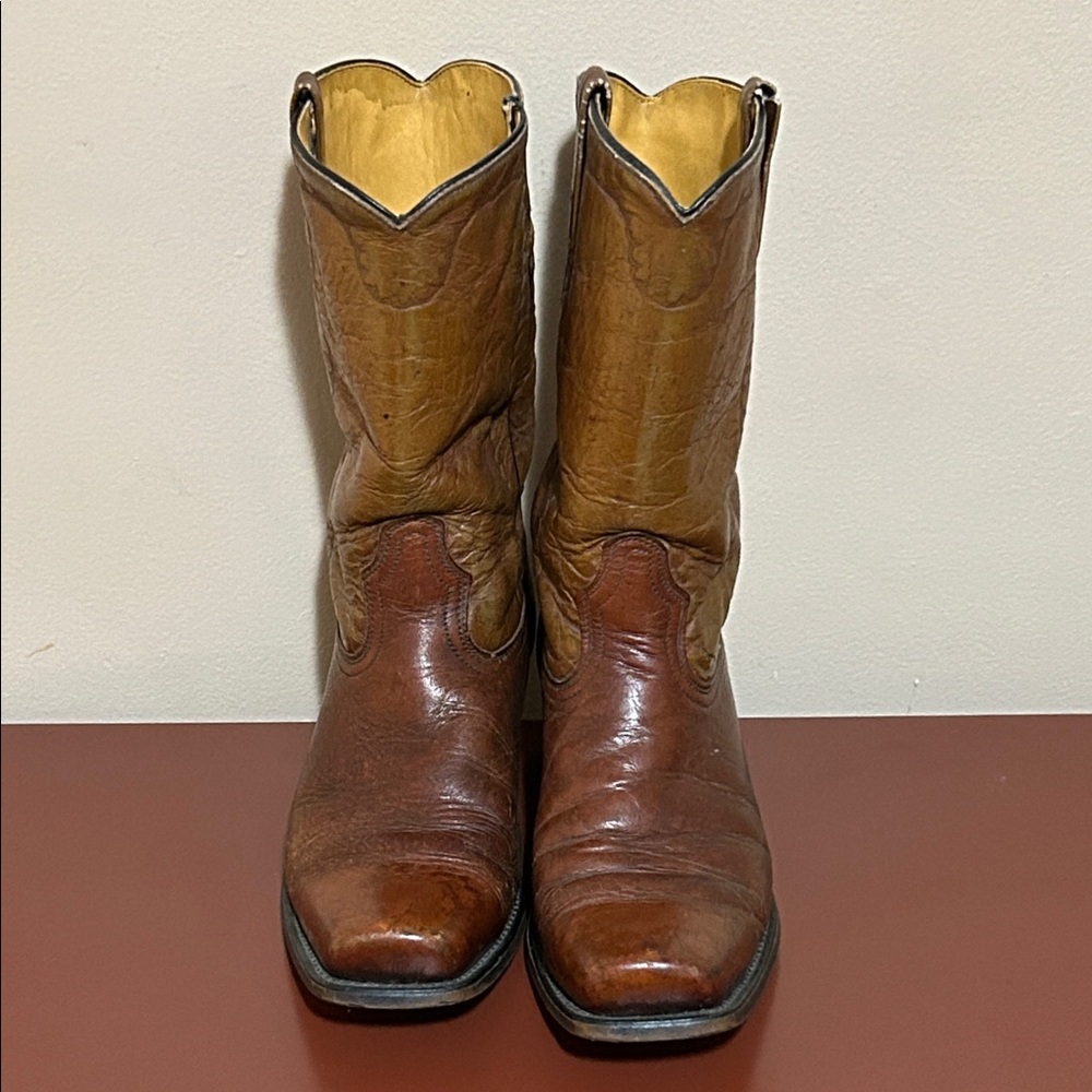 Men's Vintage Western Tan Leather Boots